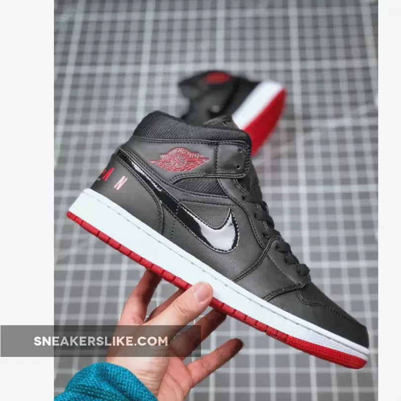 Air Jordan 1 Mid 'Bred' Black/University Red-White BQ6578-001 / air jordan 1 winterized