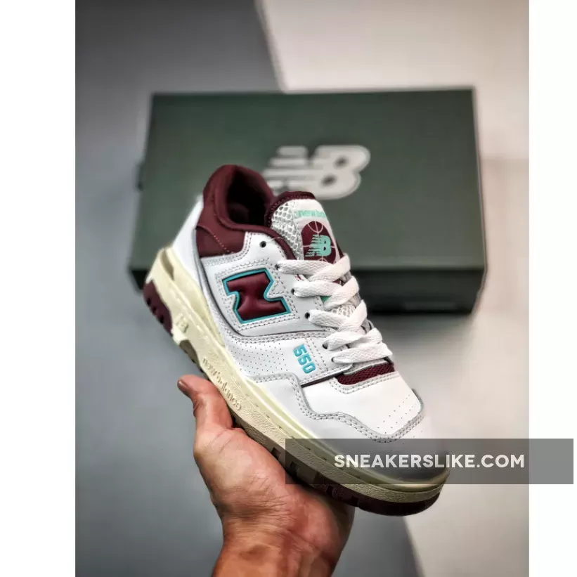 New Balance 550 White Red Grey BB550WBG / new balance burgundy