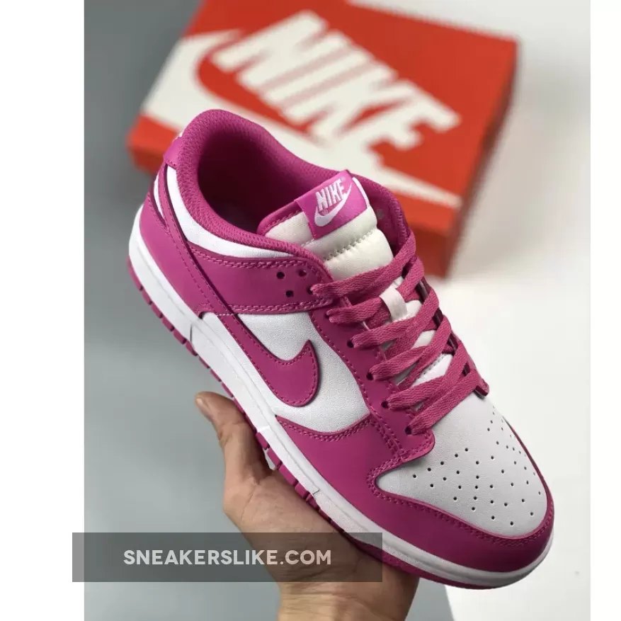 Nike Dunk Low GS White/Active Fuchsia FJ0704-100 red and pink sneakers