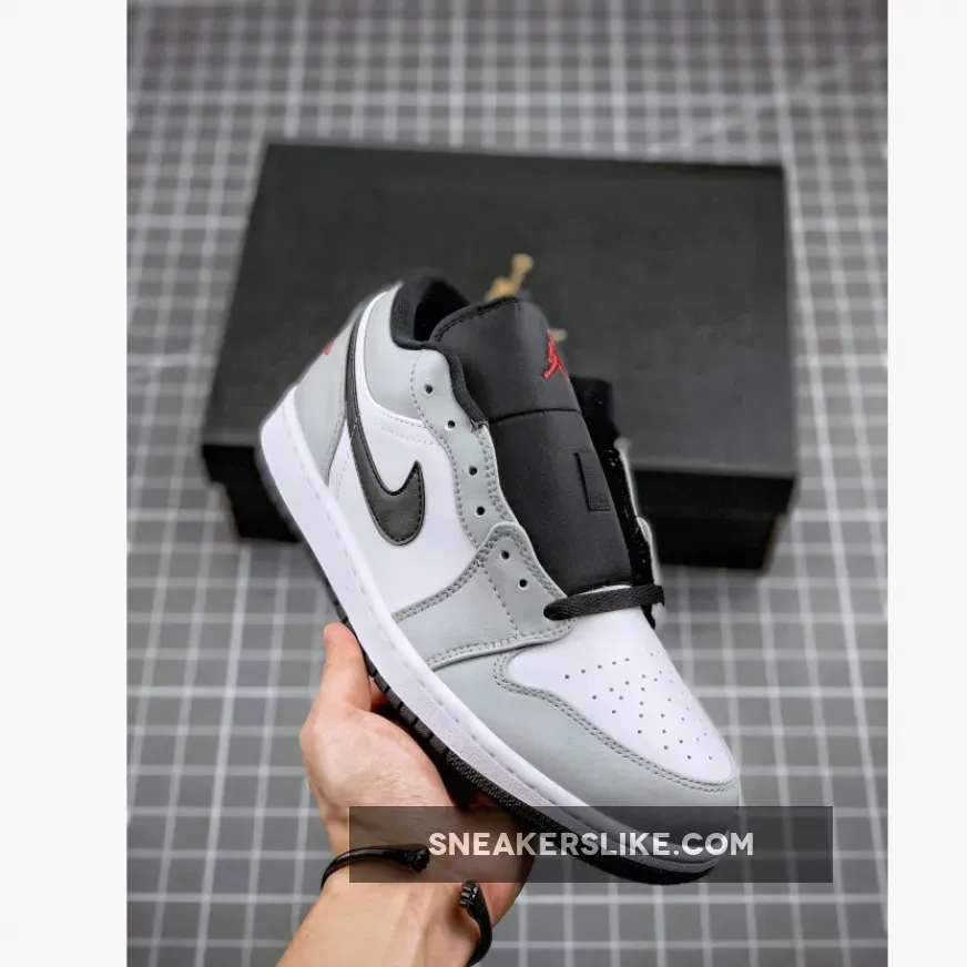Air Jordan 1 Low Light Smoke Grey Red 553558-030 / jordan 1 low grey and red