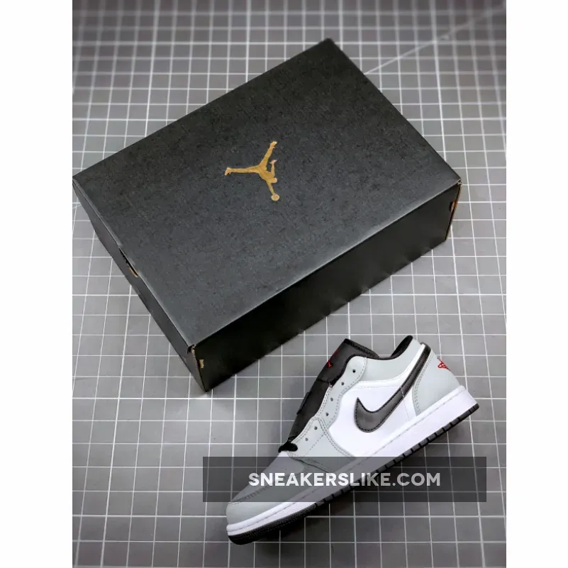 Air Jordan 1 Low Light Smoke Grey Red 553558-030 / jordan 1 low grey and red