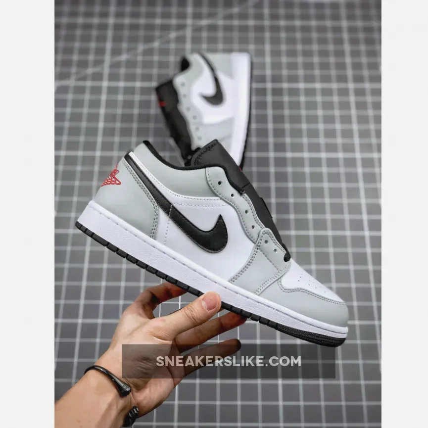 Air Jordan 1 Low Light Smoke Grey Red 553558-030 / jordan 1 low grey and red