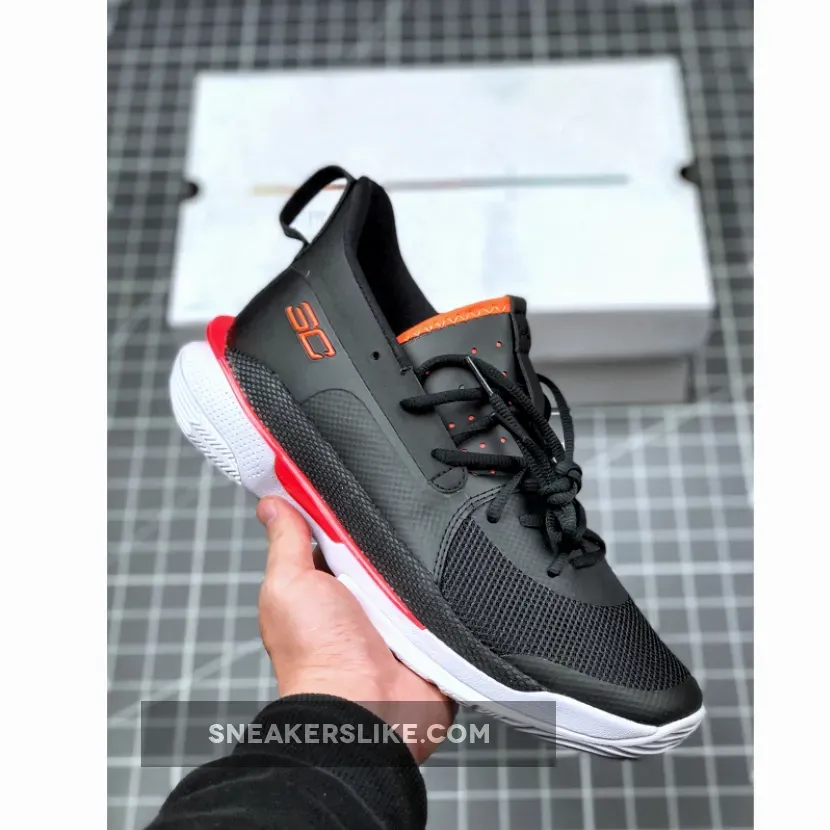 UA Curry 7 Black/Pitch Grey-Beta Red / red curry shoes