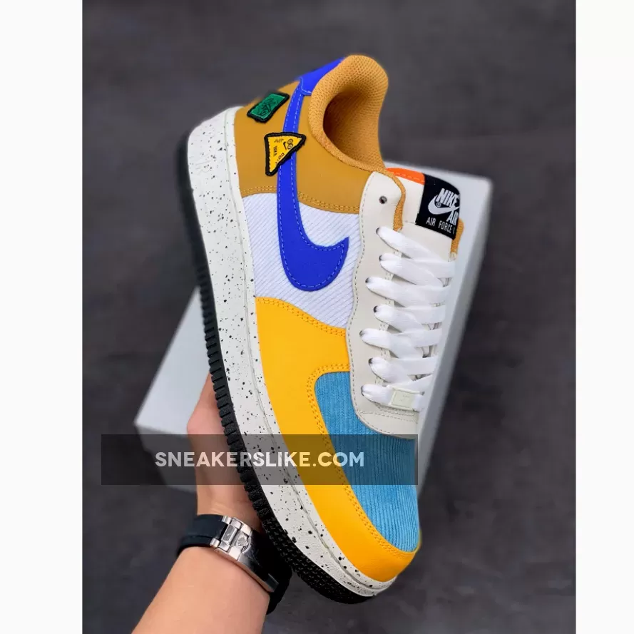 Nike Air Force 1 University Gold/Light Bone-Starfish Orange-Blue Stone / nike air force 1 gs