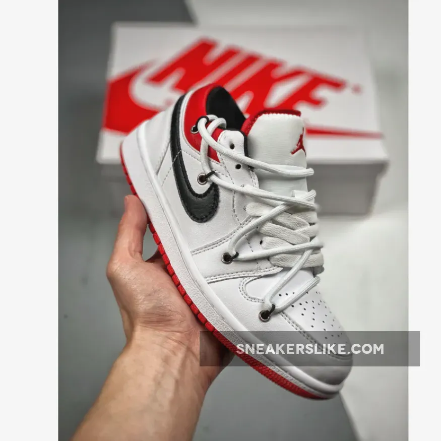 Custom Air Jordan 1 Low White University Red Black / air jordan 1 low se - white/metallic gold-university red