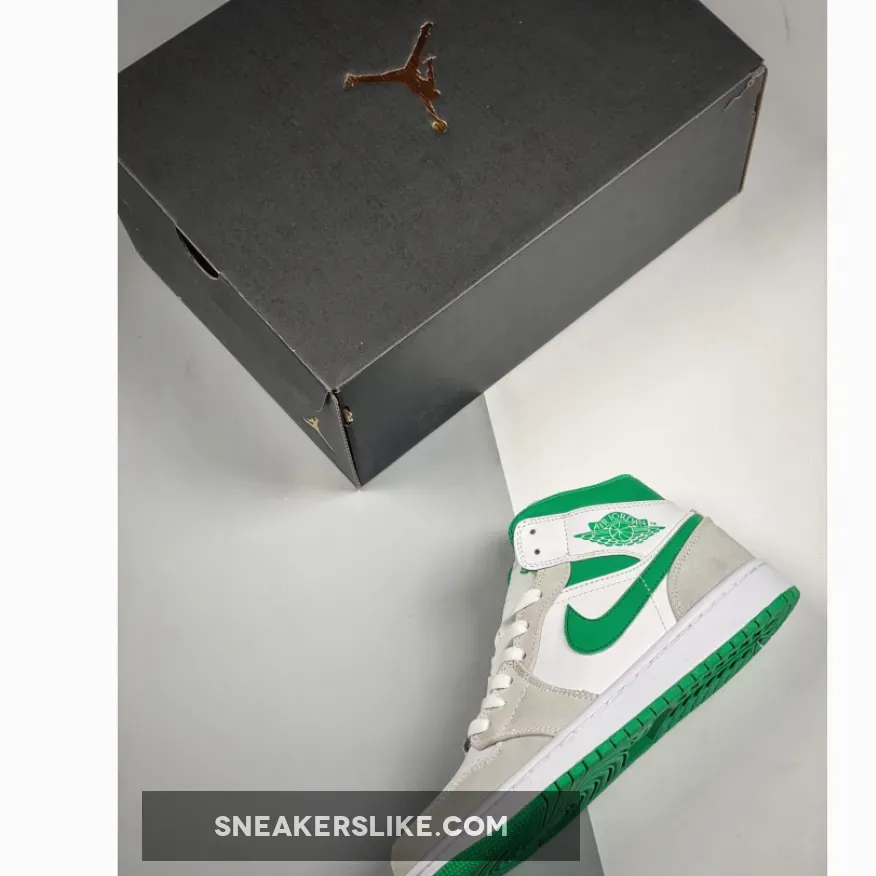 Women Air Jordan 1 Mid Green Grey DC7294-103 / white green jordan 1