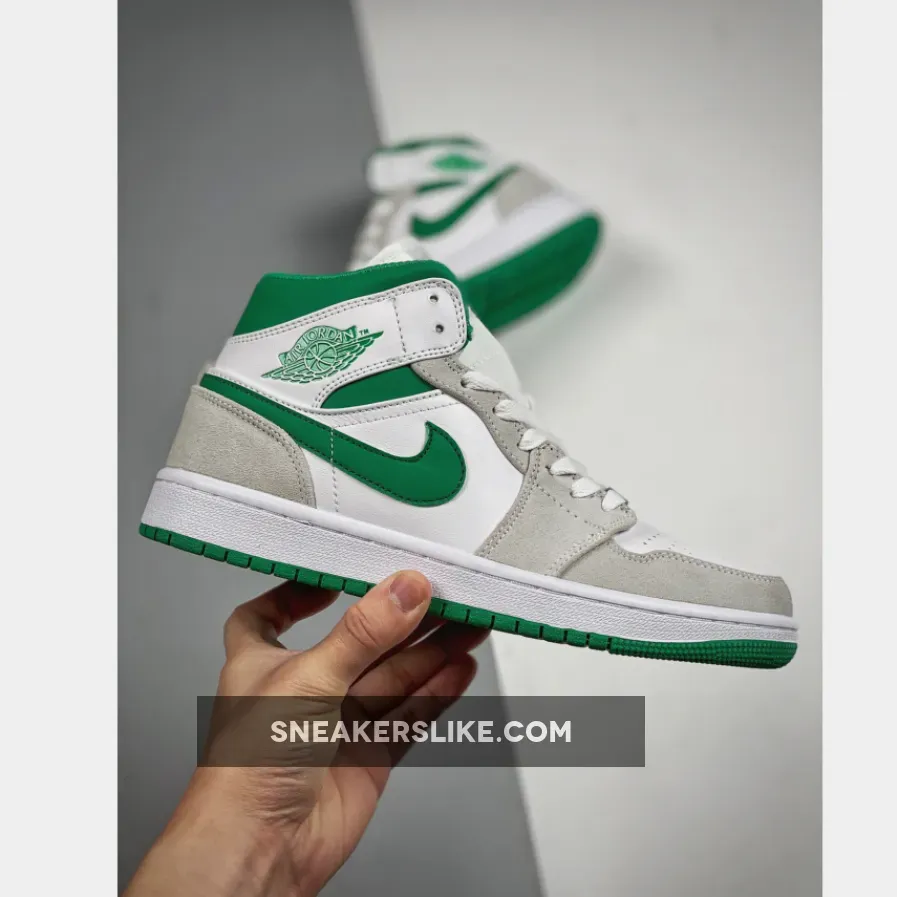 Women Air Jordan 1 Mid Green Grey DC7294-103 / white green jordan 1