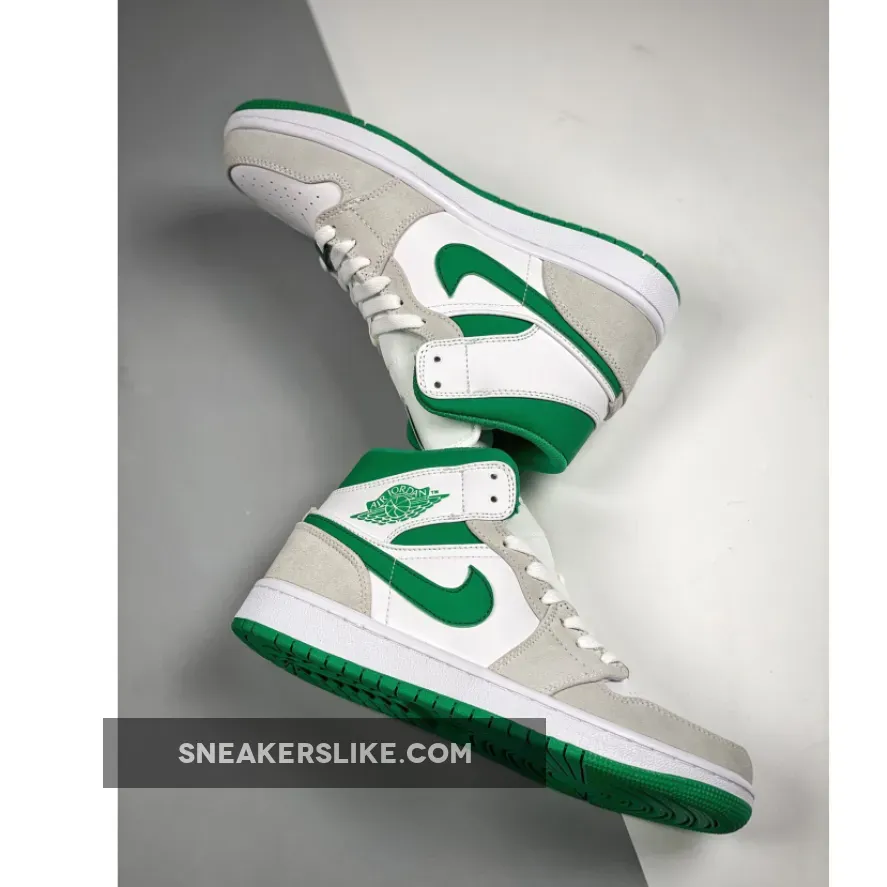 Women Air Jordan 1 Mid Green Grey DC7294-103 / white green jordan 1