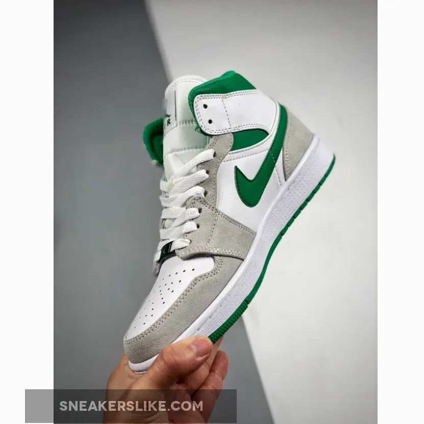 Women Air Jordan 1 Mid Green Grey DC7294-103 / white green jordan 1