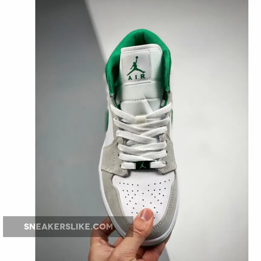 Women Air Jordan 1 Mid Green Grey DC7294-103 / white green jordan 1