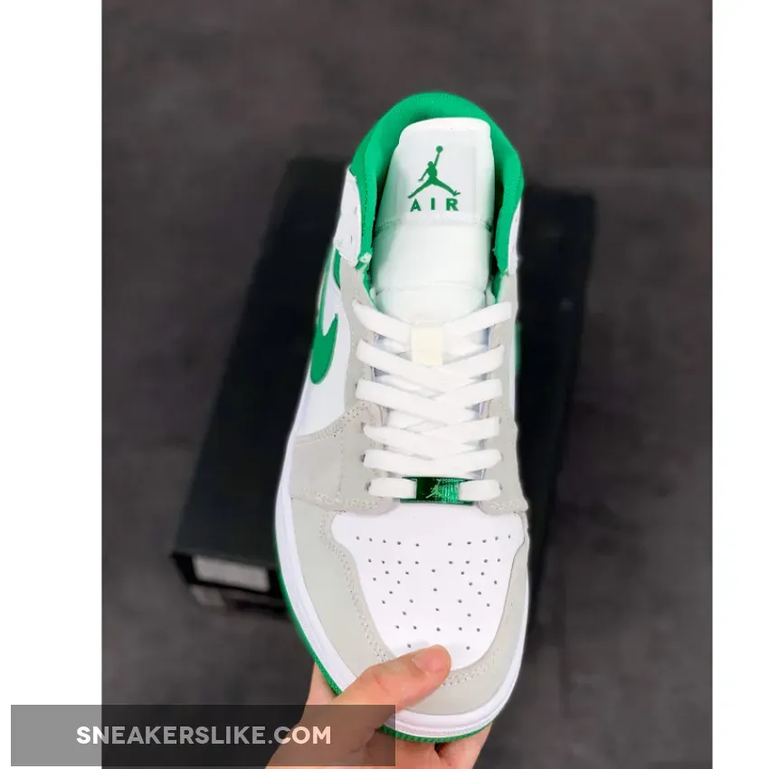 Women Air Jordan 1 Mid Green Grey DC7294-103 / white green jordan 1