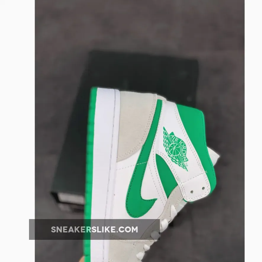 Women Air Jordan 1 Mid Green Grey DC7294-103 / white green jordan 1