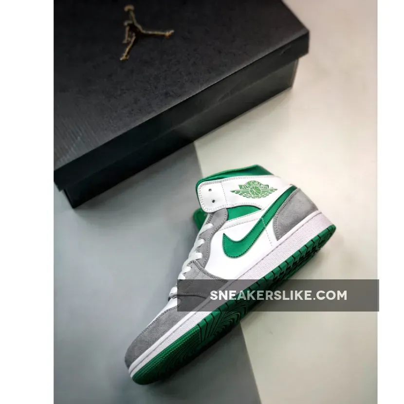 Women Air Jordan 1 Mid Green Grey DC7294-103 / white green jordan 1