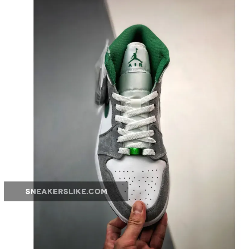 Women Air Jordan 1 Mid Green Grey DC7294-103 / white green jordan 1