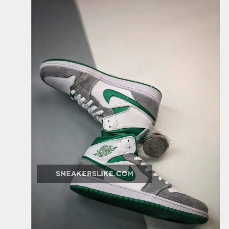 Women Air Jordan 1 Mid Green Grey DC7294-103 / white green jordan 1