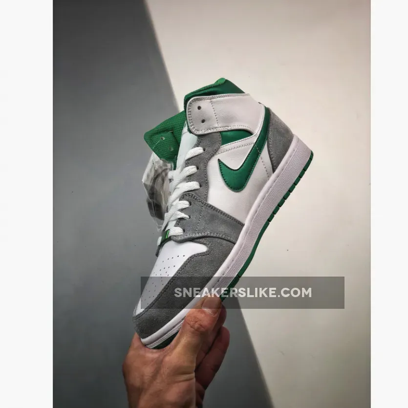 Women Air Jordan 1 Mid Green Grey DC7294-103 / white green jordan 1