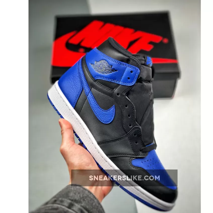 Air Jordan 1 Retro High OG Black/Varsity Royal-Black 555088-085 royals jordans