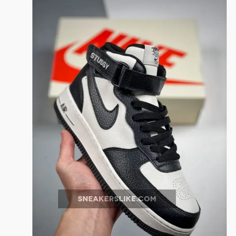 Stussy x Nike Air Force 1 Mid White Black / stussy air force 1 mid