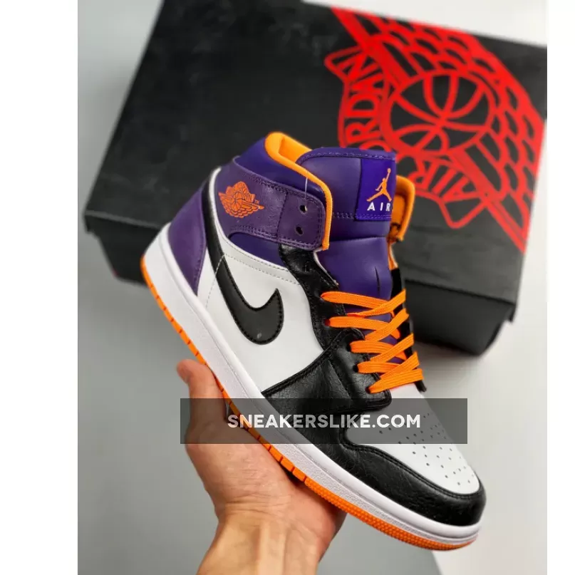 Air Jordan 1 Mid 'Phoenix Suns' White/Bright Citrus/Court Purple-Black jordan 1 phoenix suns