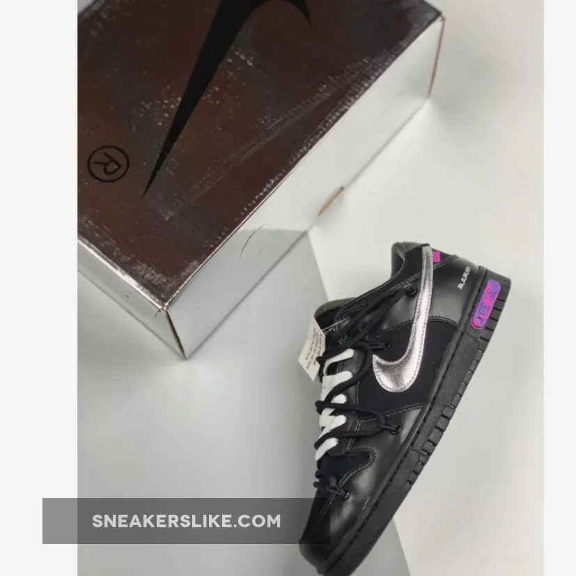 Off-White x Nike Dunk Low 'The 50' Black Silver black and silver nike dunks