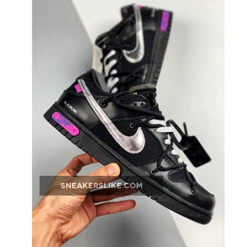 Off-White x Nike Dunk Low 'The 50' Black Silver black and silver nike dunks