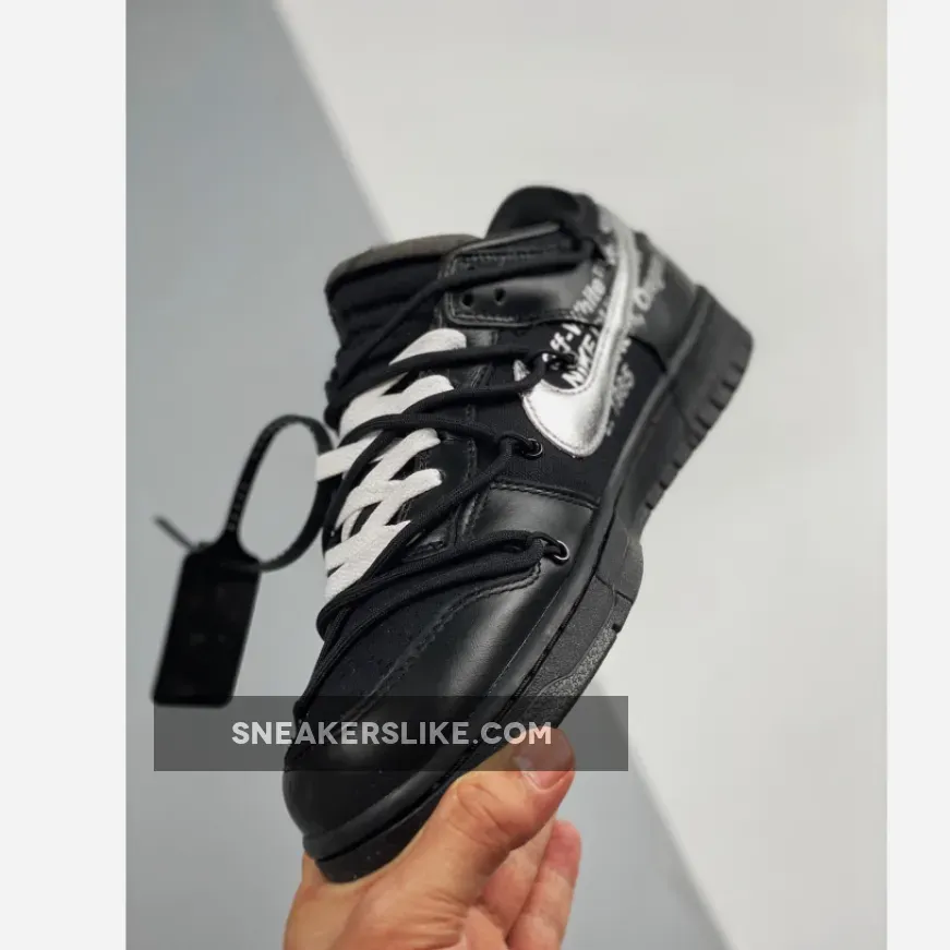 Off-White x Nike Dunk Low 'The 50' Black Silver black and silver nike dunks