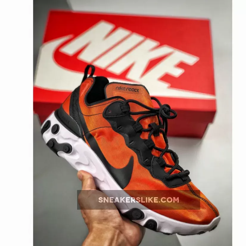 Nike React Element 55 Premium Orange Black BQ9241-001 / black/tour yellow/white