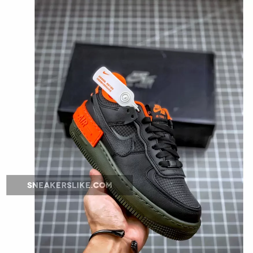 Nike Air Force 1 Shadow Black Orange CQ3317-001 Brand New