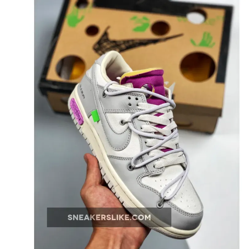 Off-White X Nike Dunk Low '03 Of 50' Sail Grey Purple To Buy