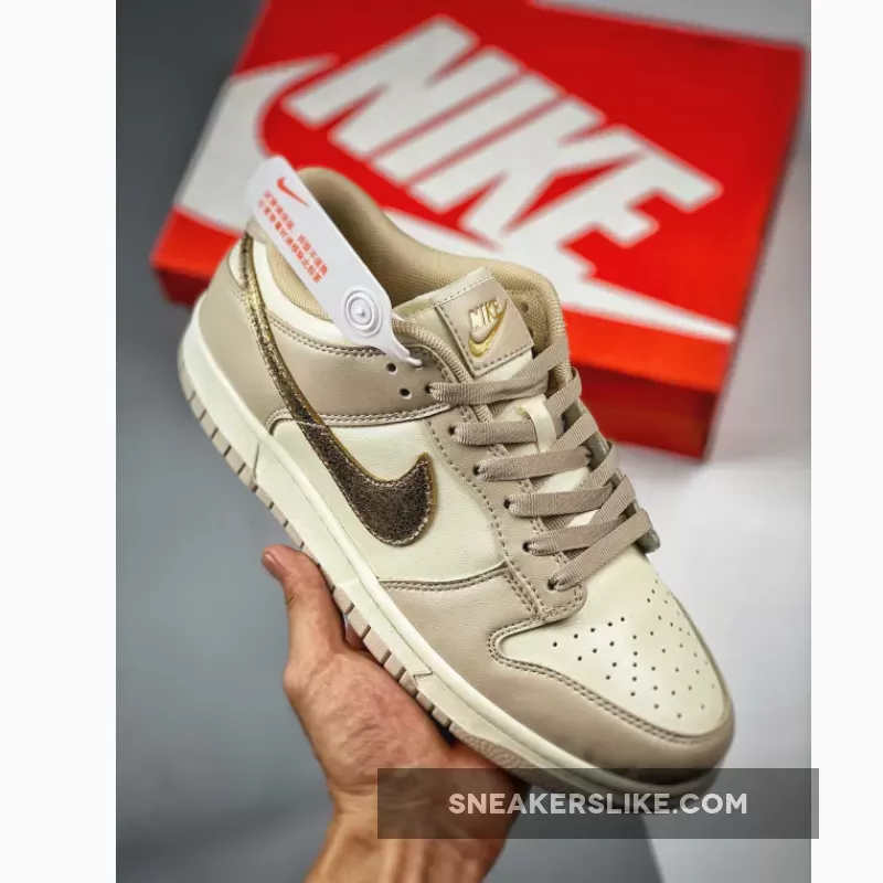 Nike Dunk Low Gold Swoosh Tan / golden dunk