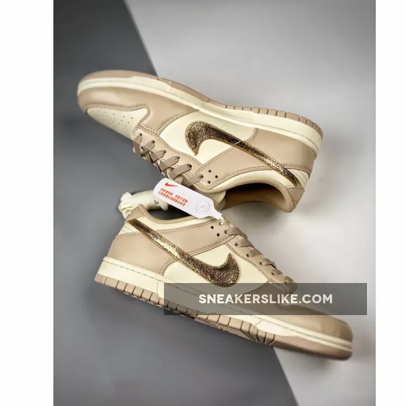 Nike Dunk Low Gold Swoosh Tan / golden dunk