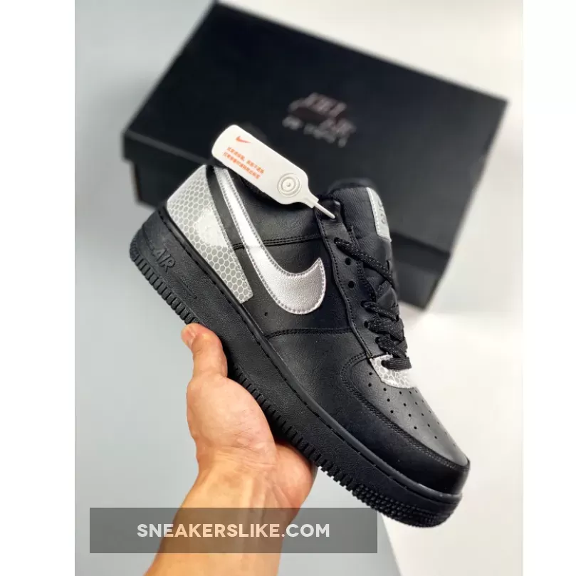 3M x Nike Air Force 1 Black Silver #air force 1 3m black