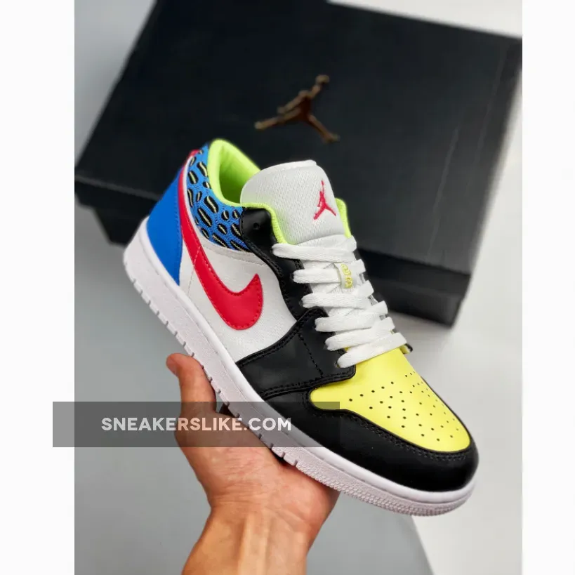 Air Jordan 1 Low Black/Light Fusion Red-White-Coast #light color jordan 1