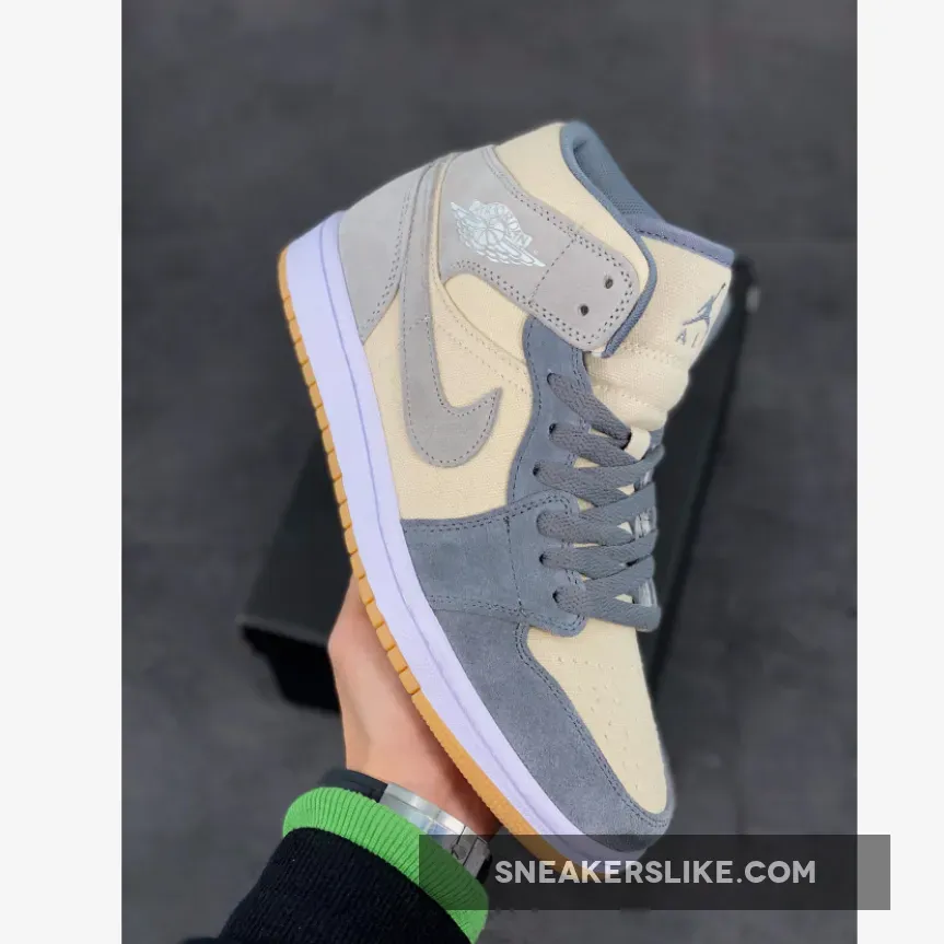 Air Jordan 1 Mid SE GS Coconut Milk Grey For Womens DN4346-100 / jordan 1 mid coconut milk particle grey