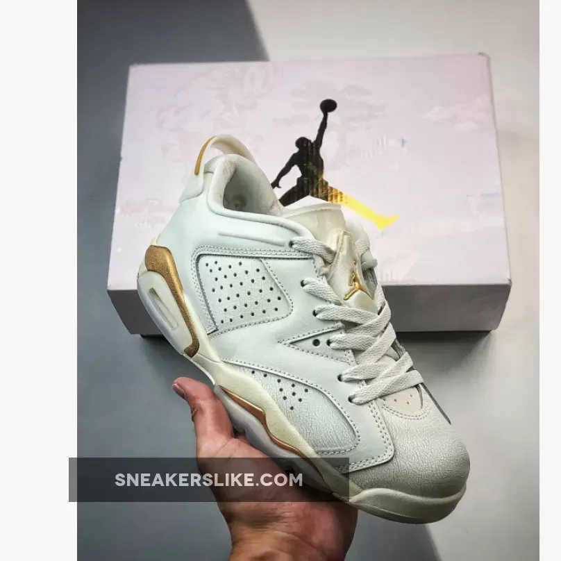 Women Air Jordan 6 Low Spruce Aura DH6928-073 Gold Hoops Jordan 6