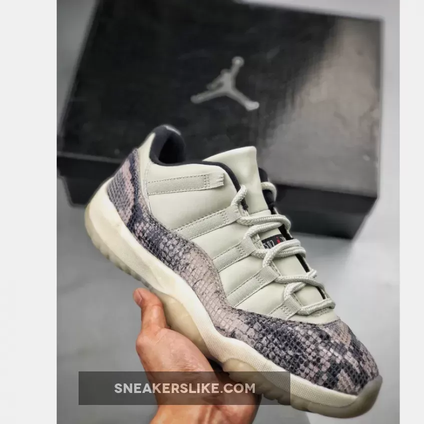 Air Jordan 11 Low 'Snakeskin' Light Bone/University Red-Sail-Black #jordan 11s snake skin