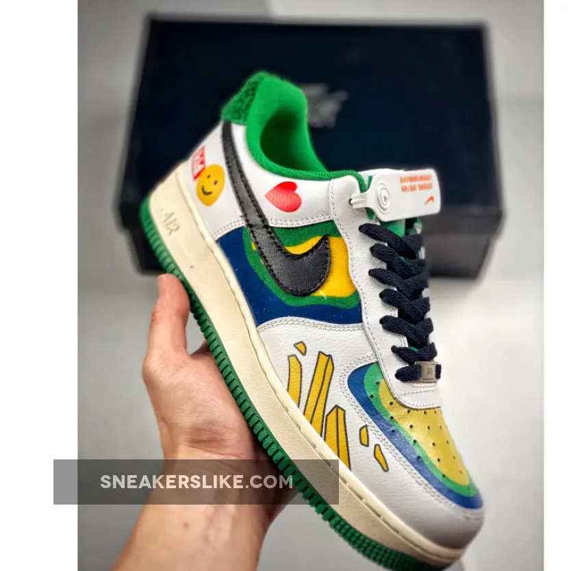Custom Nike Air Force 1 Custom White Green Yellow Yellow And Green Nike Shoes