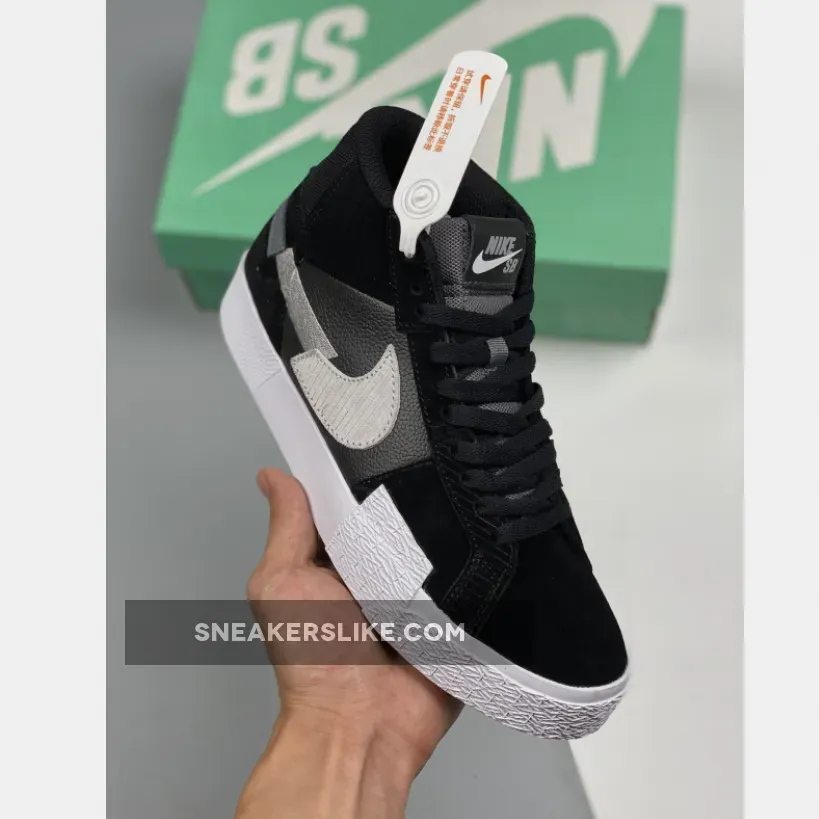 Nike SB Blazer Mid 'Mosaic' Black/Wolf Grey/Cool Grey/White nike blazer mid mosaic black grey