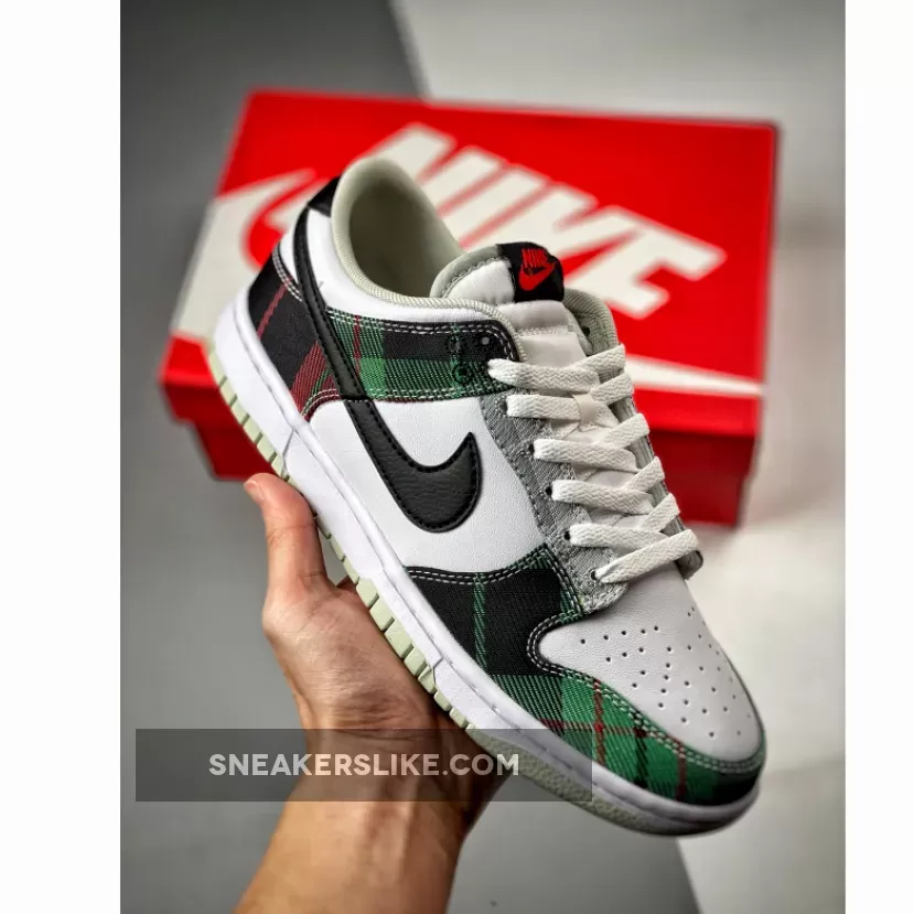 Nike Dunk Low 'Plaid' White/Black-University Red-Grey-Light Silver #plaid dunk low