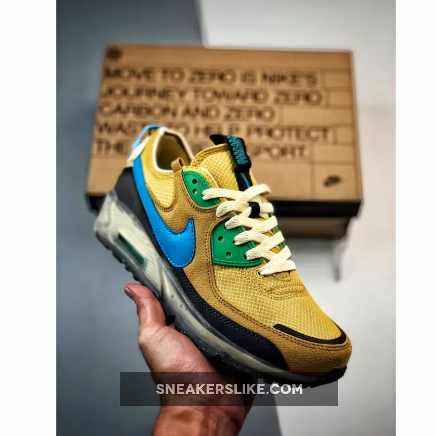 Nike Air Max 90 Terrascape Wheat Gold/Blue Lightning DQ3987-700 nike air max gold