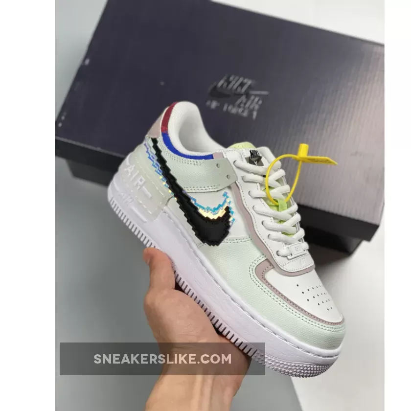 Nike Air Force 1 Shadow 'Pixel' Barely Green/White-Platinum Violet-Black air force 1 shadow barely green