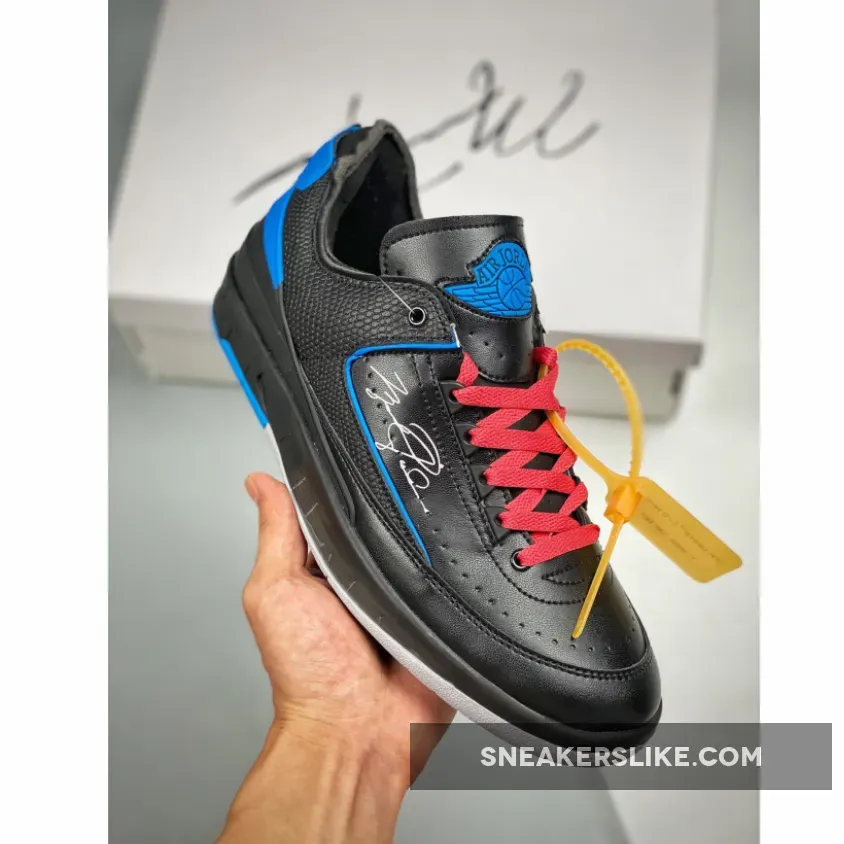 Off-White x Air Jordan 2 Low Black Royal Blue - jordan air force 2