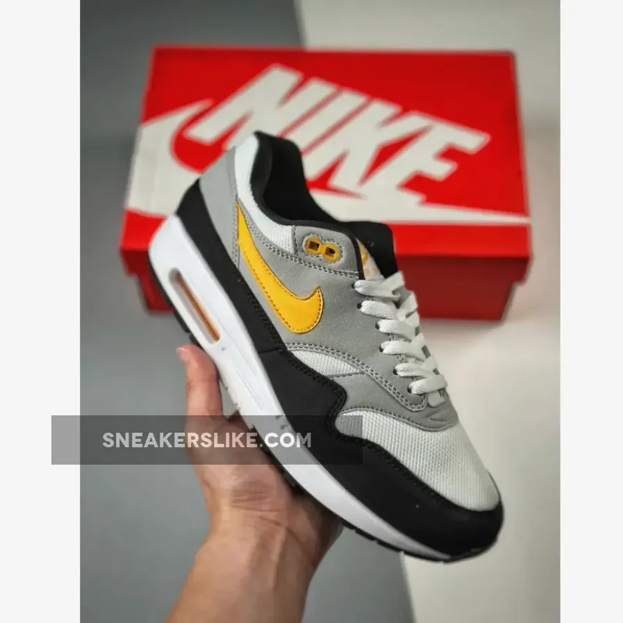 Nike Air Max 1 White/University Gold-Black / Nike Air Max White With Gold