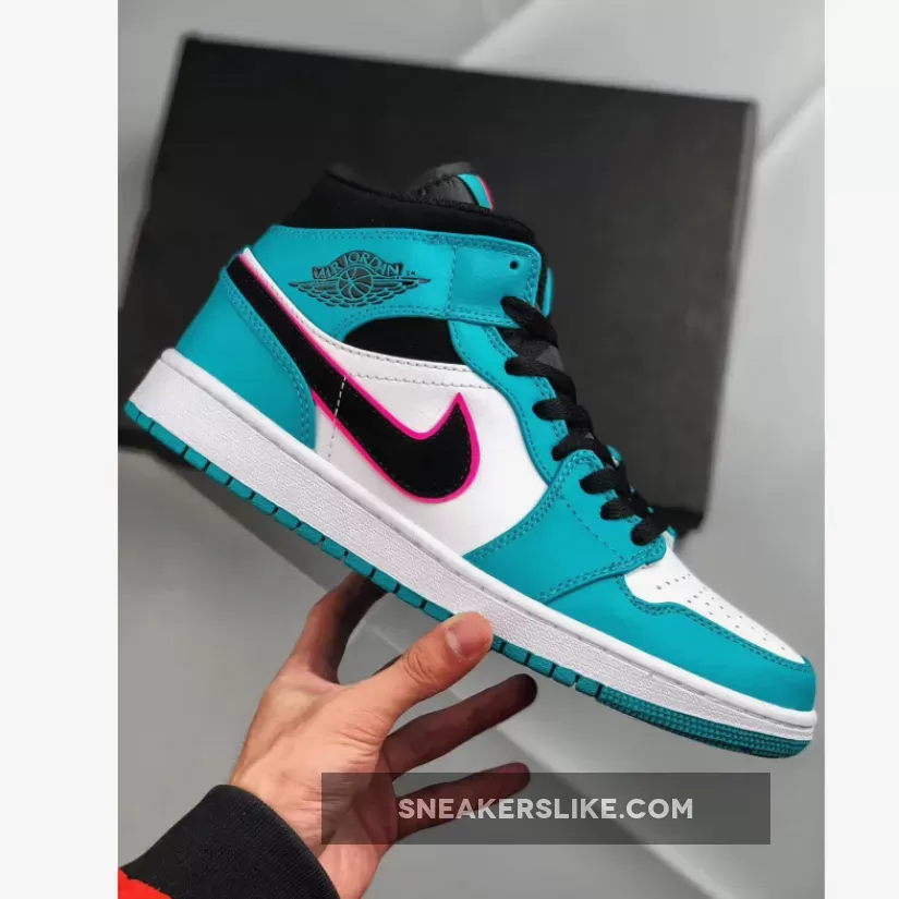 Air Jordan 1 Mid South Beach Turbo Green/Black-Hyper Pink-Orange / green black and orange jordan 1