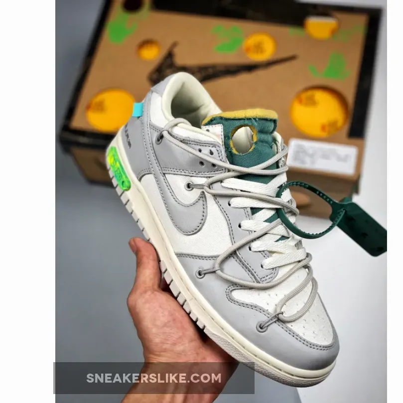 Off-White x Nike Dunk Low 'Lot 42 of 50' Sail/Grey DM1602-117 - off-white lot 42