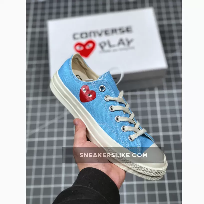 Comme Des Garcons Play X Converse Chuck Taylor All Star 70 Low Bright Blue 168303C For Sale