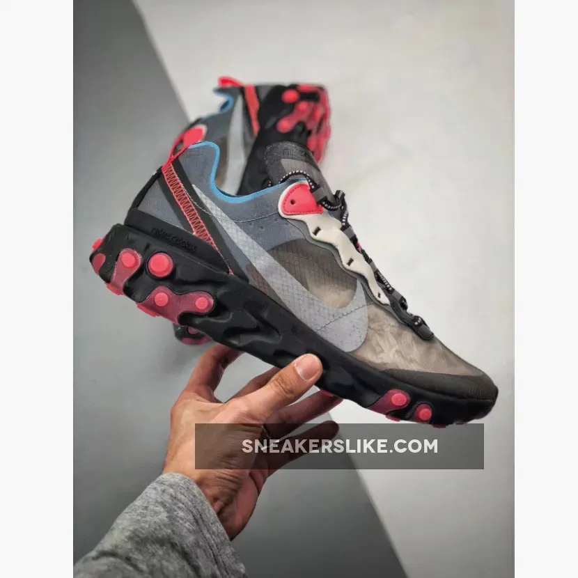 Nike React Element 87 Black/Cool Grey-Blue Chill-Solar Red Pas Cher AQ1090-006 Restock