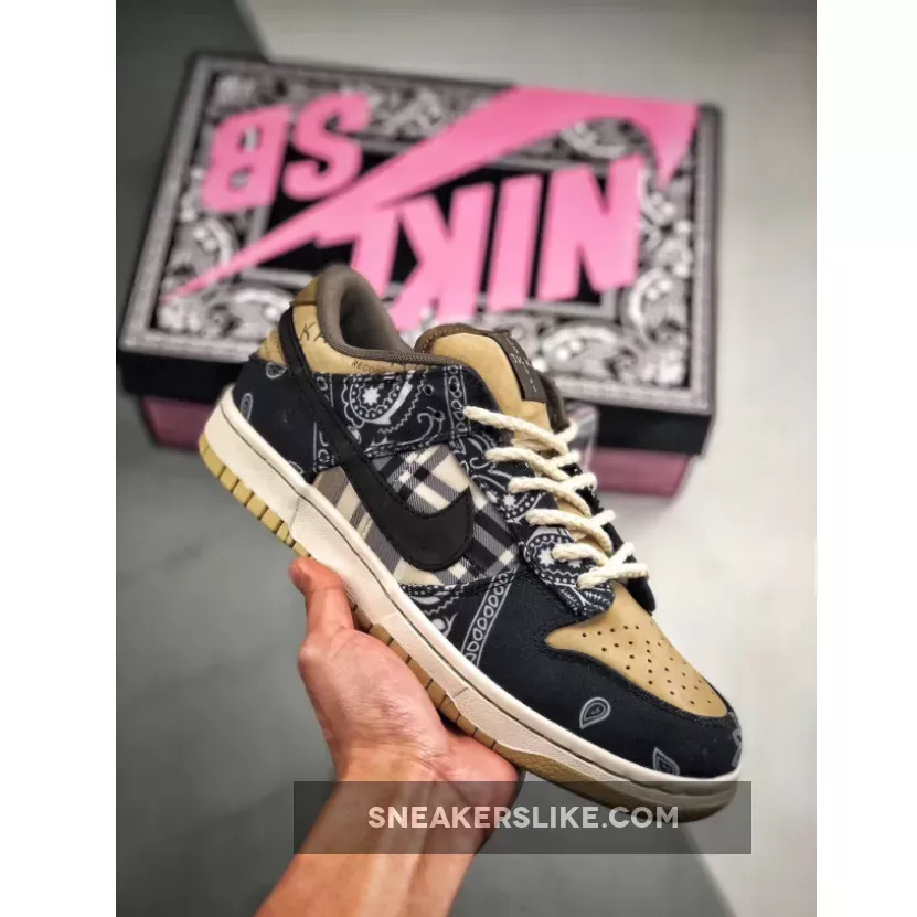 Travis Scott x Nike SB Dunk Low Black/Parachute Beige-Petra Brown - travis scott dunks low