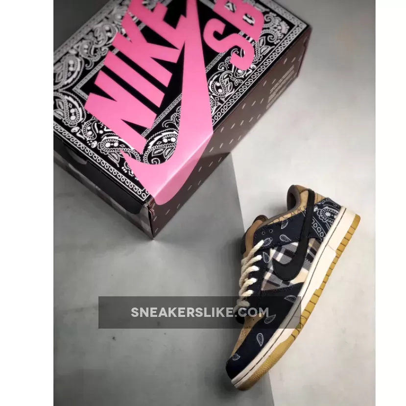 Travis Scott x Nike SB Dunk Low Black/Parachute Beige-Petra Brown - travis scott dunks low