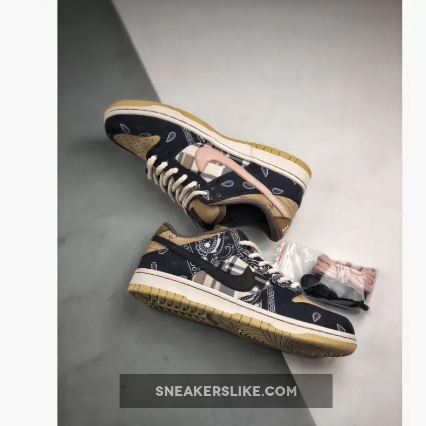 Travis Scott x Nike SB Dunk Low Black/Parachute Beige-Petra Brown - travis scott dunks low